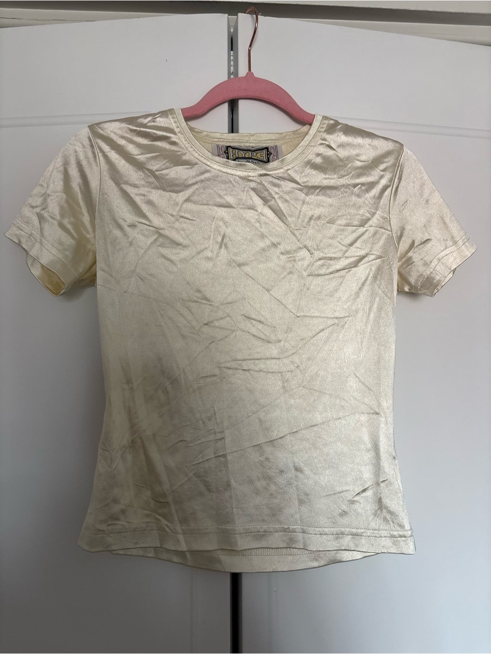 Hype Cream Metallic sateen Short Sleeve Tee